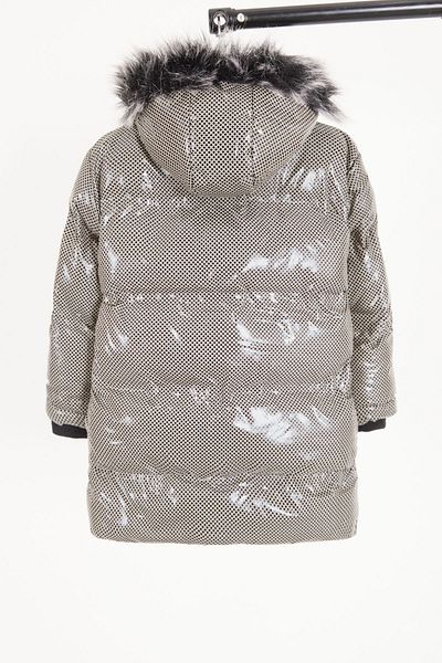 Cansın Mini Girl's Hexagon Patterned Cream Puffer Coat 16267