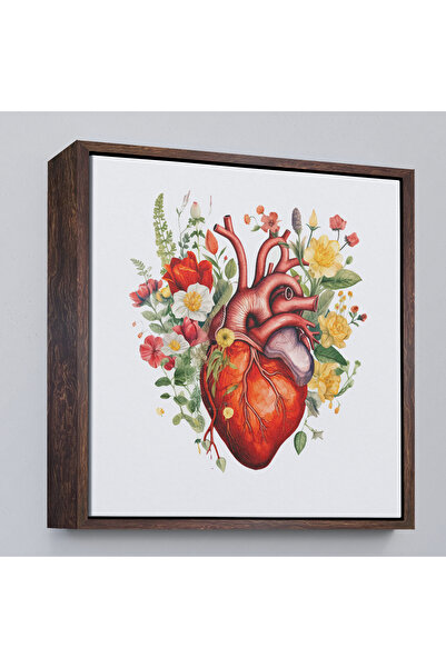 Oxyteez Pictură inimă înconjurată de flori cu rame din lemn - Cadou Doctor-8326