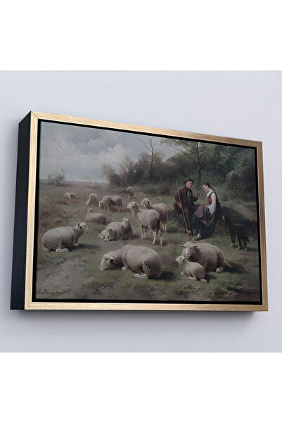 TAKI DERYASI Cornelis Van Leemputten Pictură cu Schiop și Turma în Cadru de Lemn