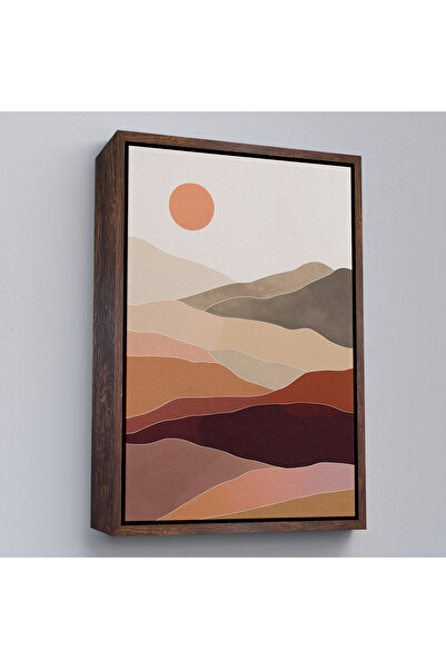 Oxyteez Αφηρημένο ηλιακό τοπίο πάνω από τα βουνά με ξύλινο πλαίσιο Tablo-7661
