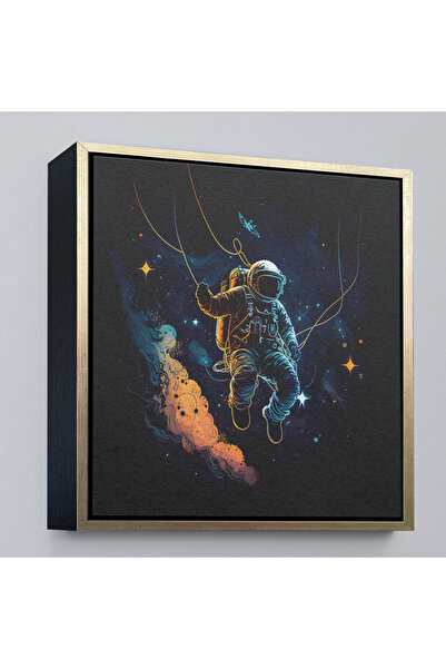 Limitless Astronaut Swinging in Space Painting with Wooden Frame-8312