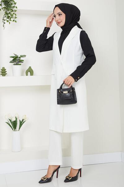 hafsamina Λευκό Σετ 2 τεμαχίων - Γιλέκο & Shoulder HM2497