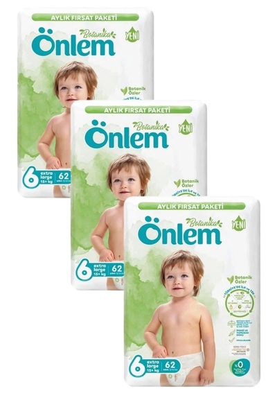 ÖNLEM Botanika 6 Beden Çocuk Bezi Aylık Fırsat Paketi X-large 62 Li X 3 Adet