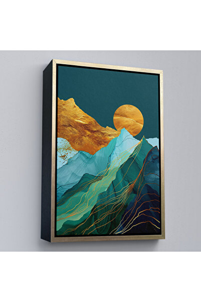 Oxyteez Tablo-7648 Peisaj solar peste munți cu cadru din lemn