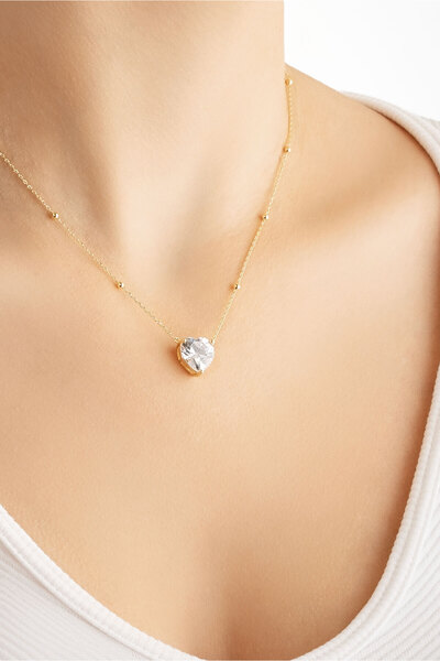 So CHIC... Endless 18 Ayar Sarı Altın Kaplama 45 Cm Gümüş Kalp Kolye