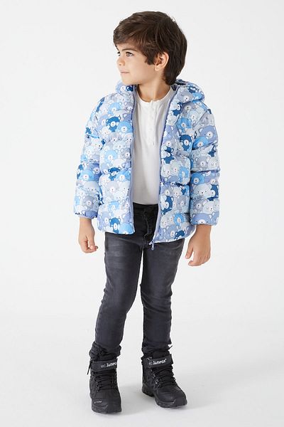 Cansın Mini Палто за момче, щамповано синьо, 15604