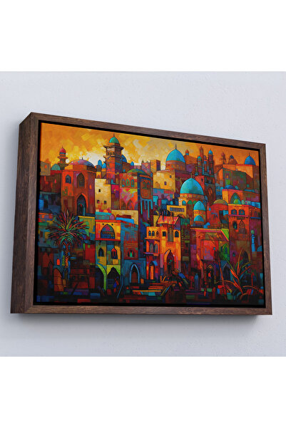 Oxyteez Tablo-7263 a orașului cu dom albastru pe un cadru din lemn