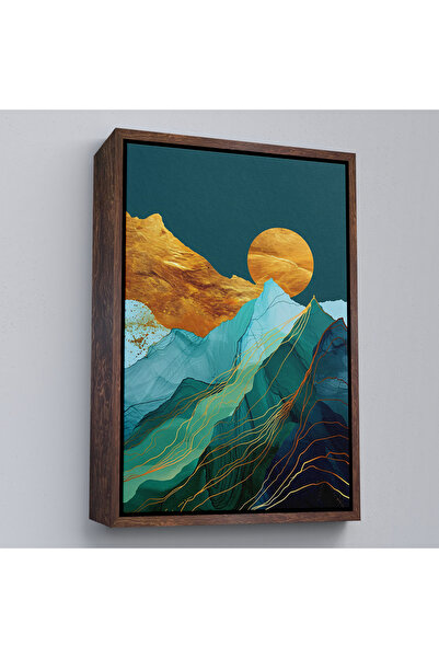 N NOXXO Tablo-7648 Peisaj solar peste munți cu cadru din lemn