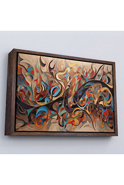 Oxyteez Tablou decorativ cu linie arabă cu cadru din lemn-7237