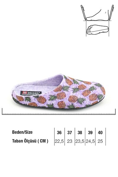 GEZER Kışlık Keçe Çıkarılabilir Iç Taban Ev Bahçe Kadın Terlik