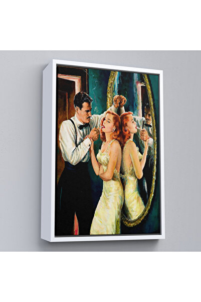 Limitless Arthur Sarnoff într-un cadru de lemn - Pictură de un bărbat care fumează o femeie în anii 1950-7955