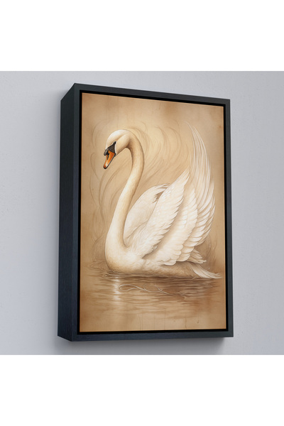 Oxyteez Tablo alb elegant de lebădă cu cadru din lemn-7603