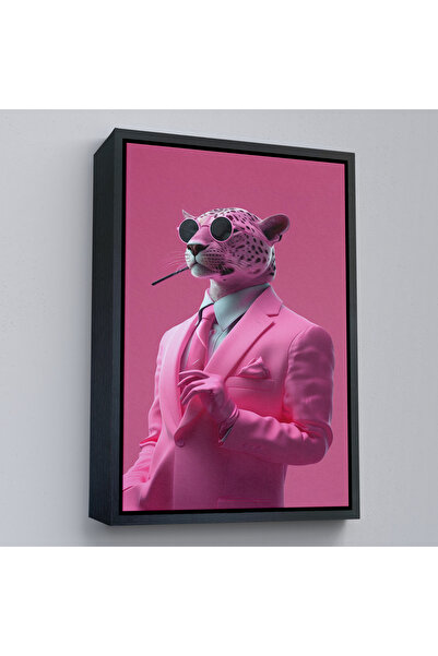 Limitless Tablo-7859 de leopard roz fumat cu rama din lemn
