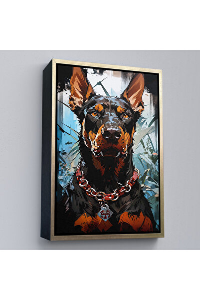 Oxyteez Pictură Doberman cu cadru din lemn-7828