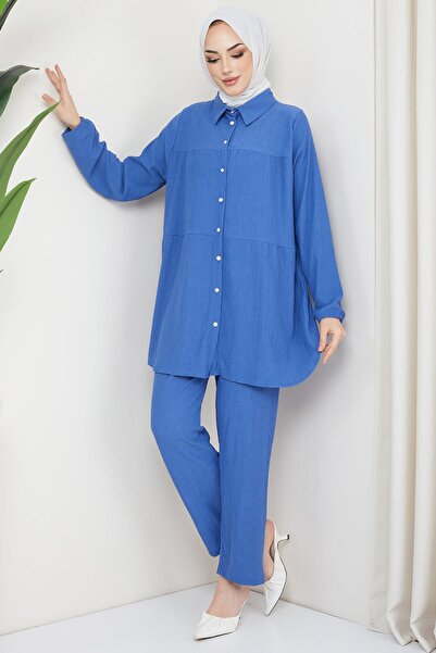 hafsamina Πουκάμισο με στρώσεις Twist Double Suit Blue