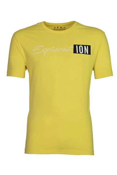 Arma Men's Yellow Large Size Crew Neck T-Shirt Y 21344867801