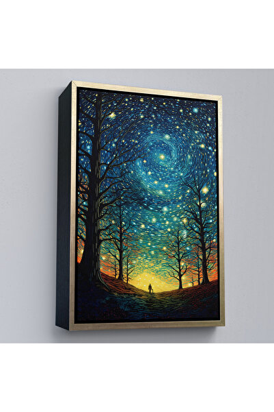 Home Pictură de noapte înstelată în stil Vincent Van Gogh cu cadru din lemn-7533