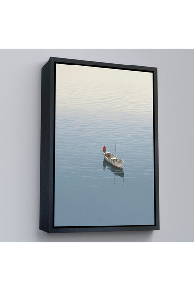 Home Omul singur pe lac cu cadru din lemn Tablo-7510