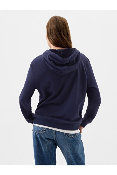 GAP Kadın Lacivert Logo Havlu Kumaş Sweatshirt
