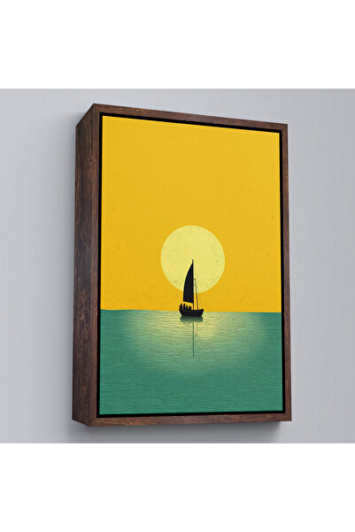 Oxyteez Pictură cu barca cu pânze în ocean cu cadru din lemn-7532