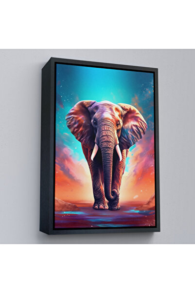 Oxyteez Pictură elefant în mișcare cu cadru din lemn-7546
