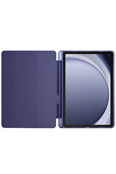 GNG HOME Galaxy Tab A9 Case Compatible Zore Tri Folding Stand Case with Pen Compartment-Navy Blue