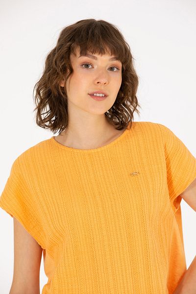 U.S. Polo Assn. Tricou portocaliu cu gât crew pentru femei 50263675 -VR051