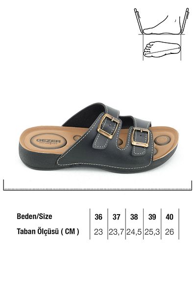 GEZER Γυναικείες παντόφλες casual από συνθετικό δέρμα - Άνετη καλοκαιρινή σόλα, ρυθμιζόμενη με δύο πόρπες