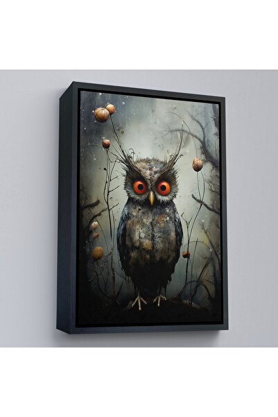 Oxyteez Tablou drăguț bufniță cu cadru din lemn-7985