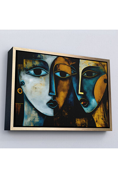Oxyteez Tablou cu fețe abstracte cu rame din lemn-7221
