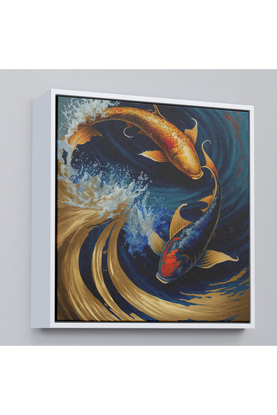 Oxyteez Ζωγραφική ψαριών Koi με ξύλινο πλαίσιο-8346
