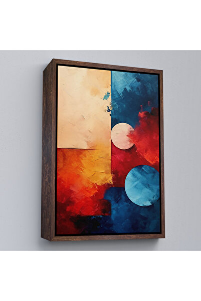 Oxyteez Pictură în ulei cu cadru din lemn Aspect pictură abstractă-7980