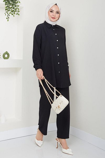hafsamina Burümcük Shirt Set Black HM2394