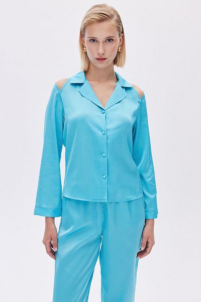 Feu De Elu Set pijama lungă din satin - Leyiza Elu Blue