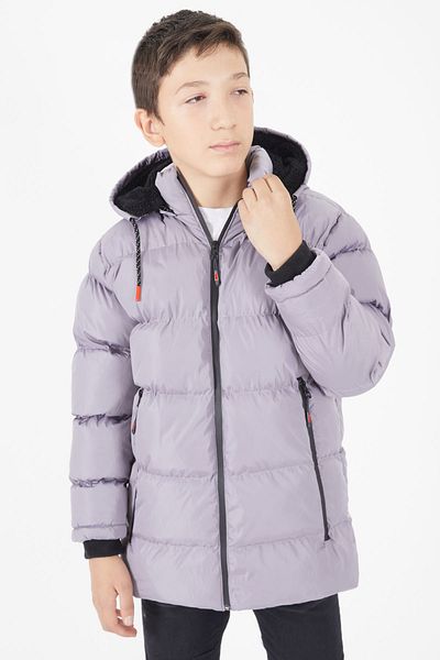 Cansın Mini Boy's Puffer Jacket Plain Pattern Gray 15676