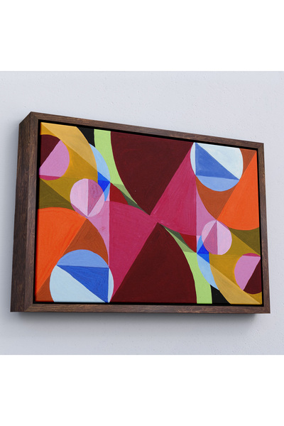 Oxyteez Pictură abstractă tăiată cu unghiuri drepte cu cadru din lemn-7052