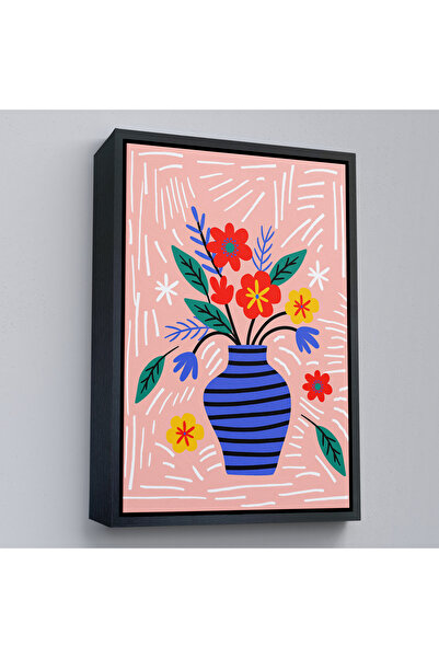 Oxyteez Tablou buchet colorat într-o vază albastră florală minimalistă cu cad...