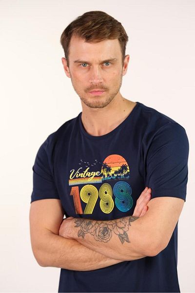 Arma Ανδρικό μπλουζάκι Navy Blue Crew Neck Y 22344400501