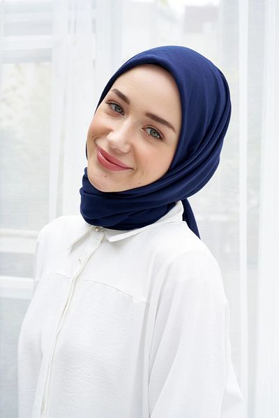 Modakaşmir Eșarfă MODAKASMIR NEO BUMBAC de culoare bleumarin