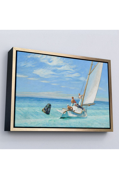 Oxyteez Edward Hopper cu ramă din lemn - Pictura Ground Swell cu velierul-7077