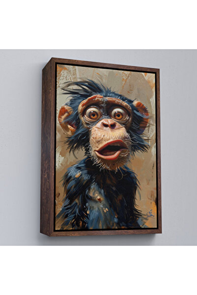 Oxyteez Tablou de cimpanzeu zâmbitor cu cadru din lemn-7881