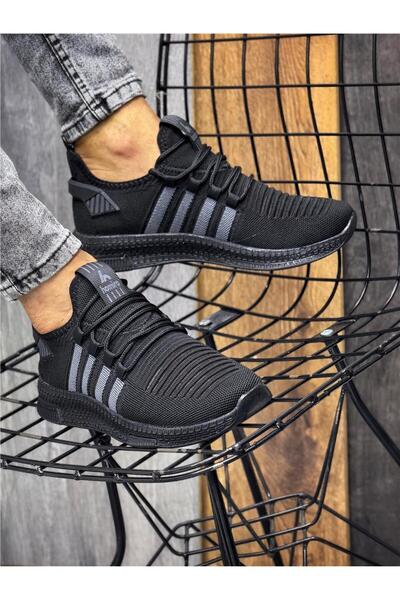 homiro Чоловічі трикотажні спортивні кросівки - на шнурівці, чорні, вугільно-сірі