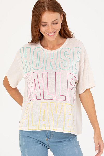 U.S. Polo Assn. Γυναικείο μπλουζάκι με λαιμόκοψη σε κρέμα 50263604 -VR071