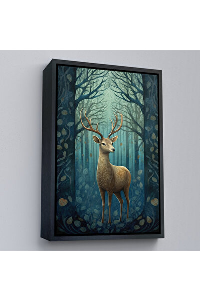 Oxyteez Pictură de cerb acuarelă cu cadru din lemn-7524