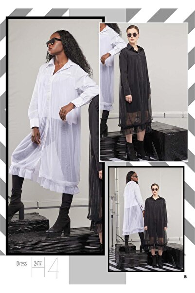 aşkın göksu Beyaz Uzun Kolu İçi Penye Kombinli Kadın Gömlek