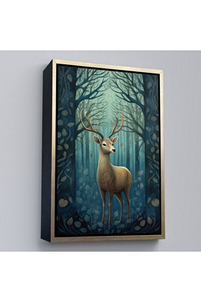 Oxyteez Pictură de cerb acuarelă cu cadru din lemn-7524