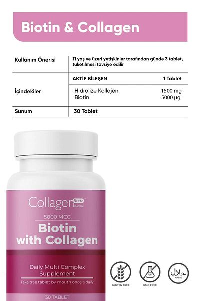 Collagen Forte Platinum Hair Vitamin and Biotin - Strengthener for Nails and Skin