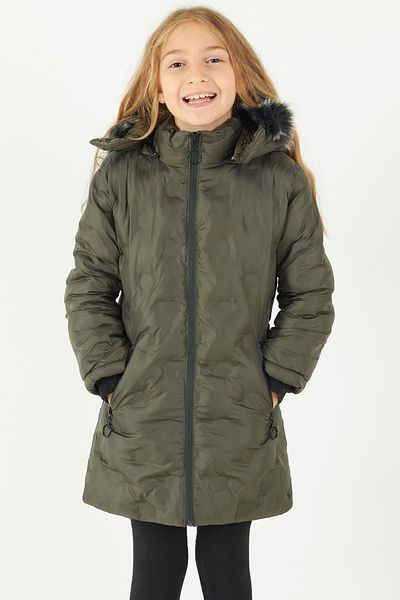 Cansın Mini Girl's Coat Circle Patterned Hooded Puffer Coat 14575