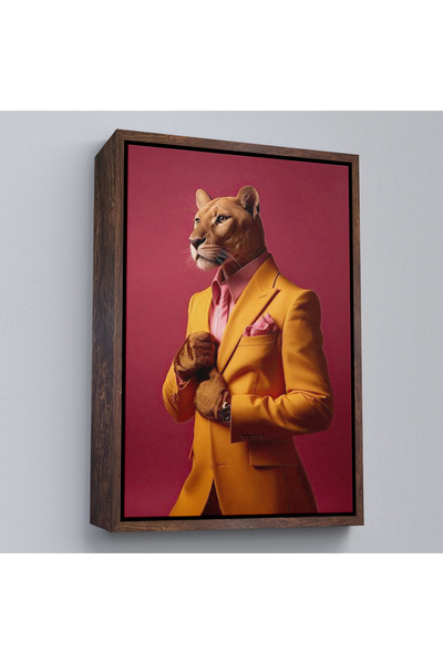 Oxyteez Κομψός πίνακας Panther με ξύλινο πλαίσιο με ανθρώπινα ρούχα-7793