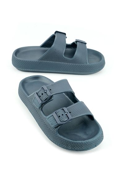 GEZER Summer Men's Two Buckle Adjustable Eva Slippers Suitable for Wet Floor